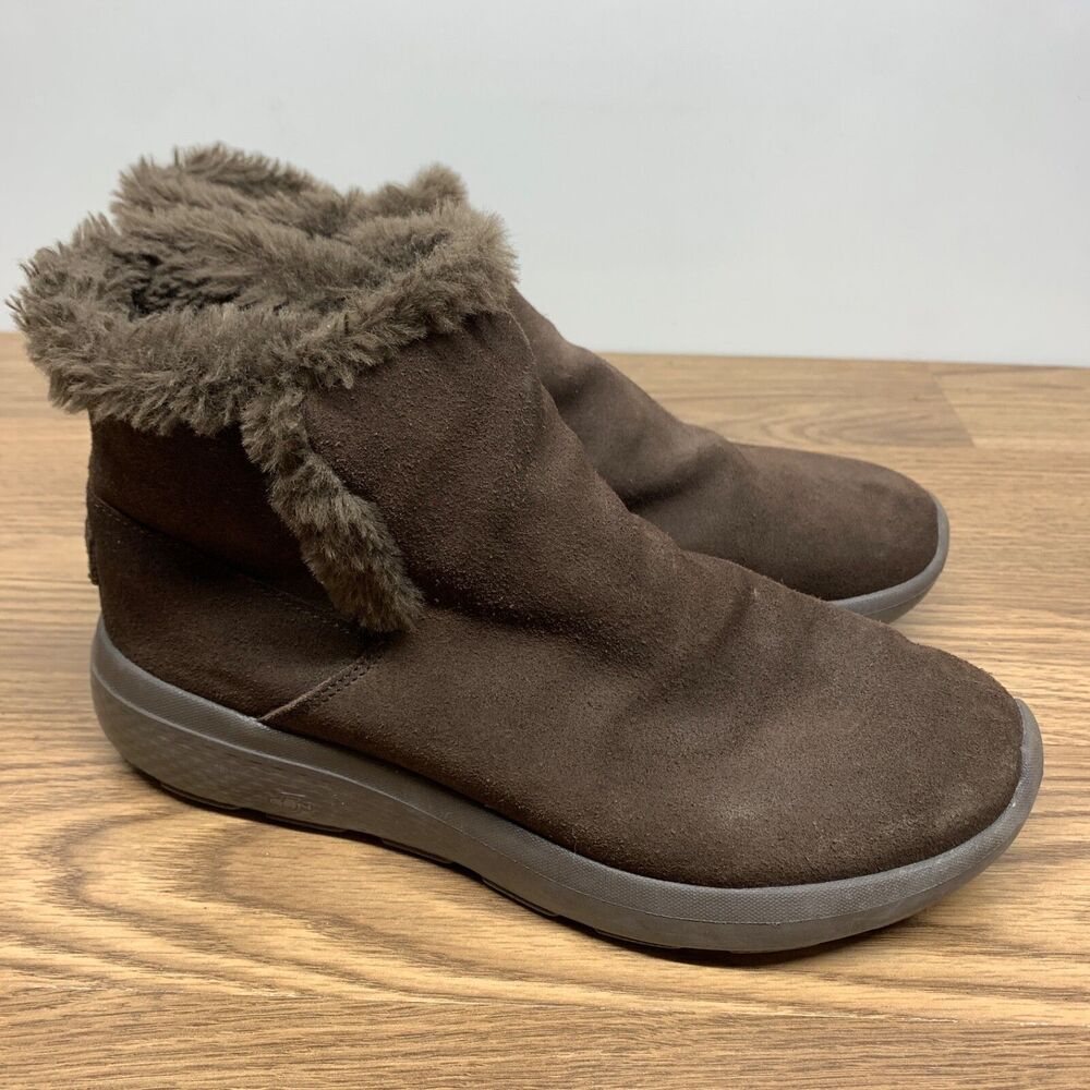 Skechers Got Max Fur Trim Ankle Brown Boots Suede Size 9 EU 39